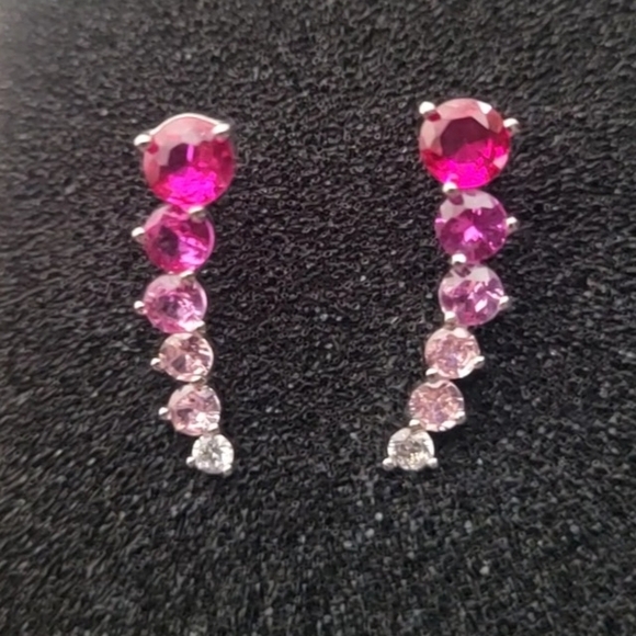 Melinda Maria Ombre Ear Crawler Silver|Pink Saphire - Picture 4 of 6